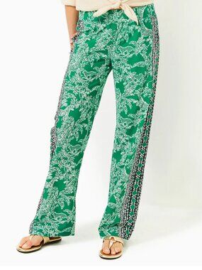 Lilly Pulitzer Bal Harbour Palazzo Pant-Sz. Large-Fiddle Leaf Green Safari